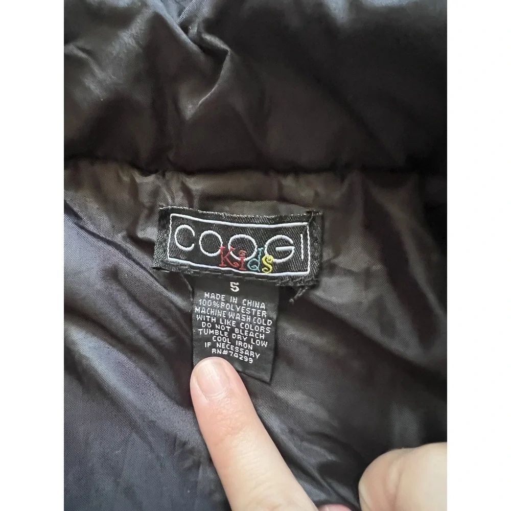 Vintage COOGI Australia Kids Puffer Vest Black Red White Patches Size 5